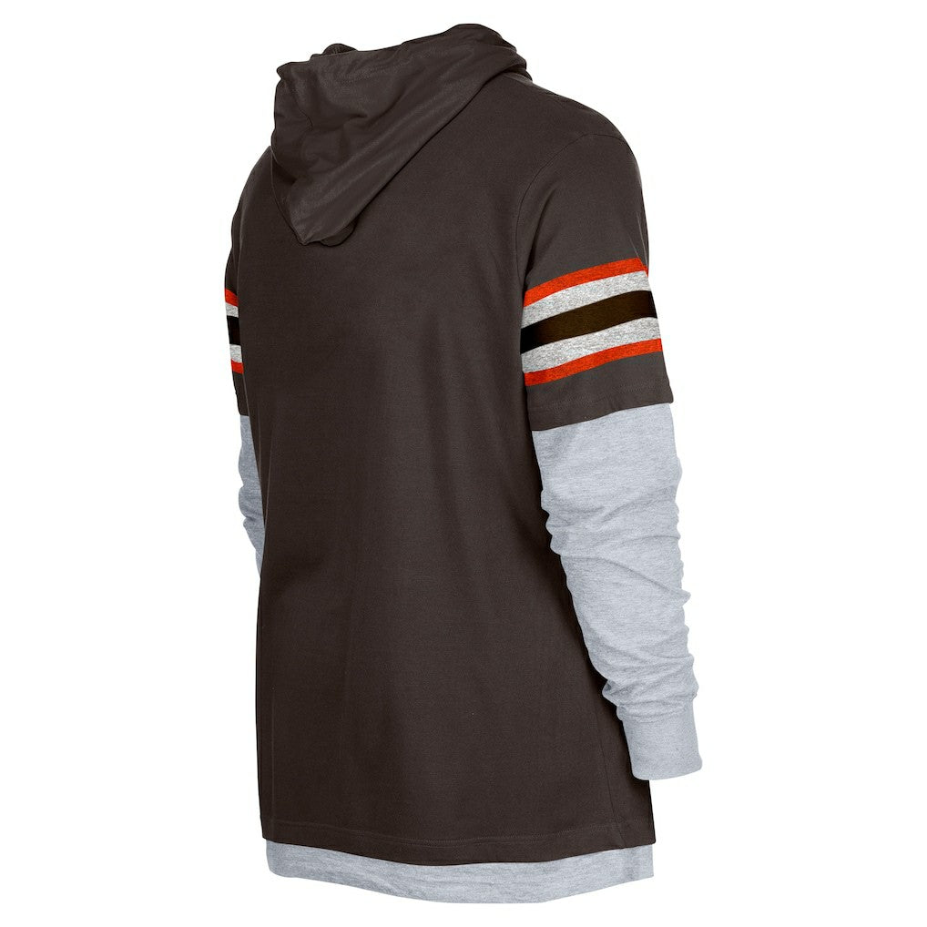 Cleveland Browns New Era Twofer Long Sleeve Hooded T-Shirt - Brown - NFL
