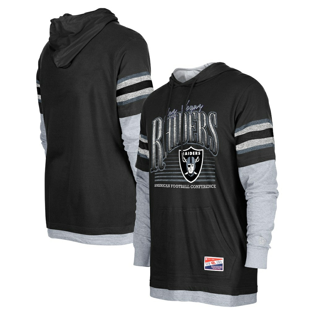 Las Vegas Raiders New Era Twofer Long Sleeve Hooded T-Shirt - Black - NFL