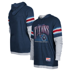 Tennessee Titans New Era Twofer Long Sleeve Hooded T-Shirt - Navy - NFL