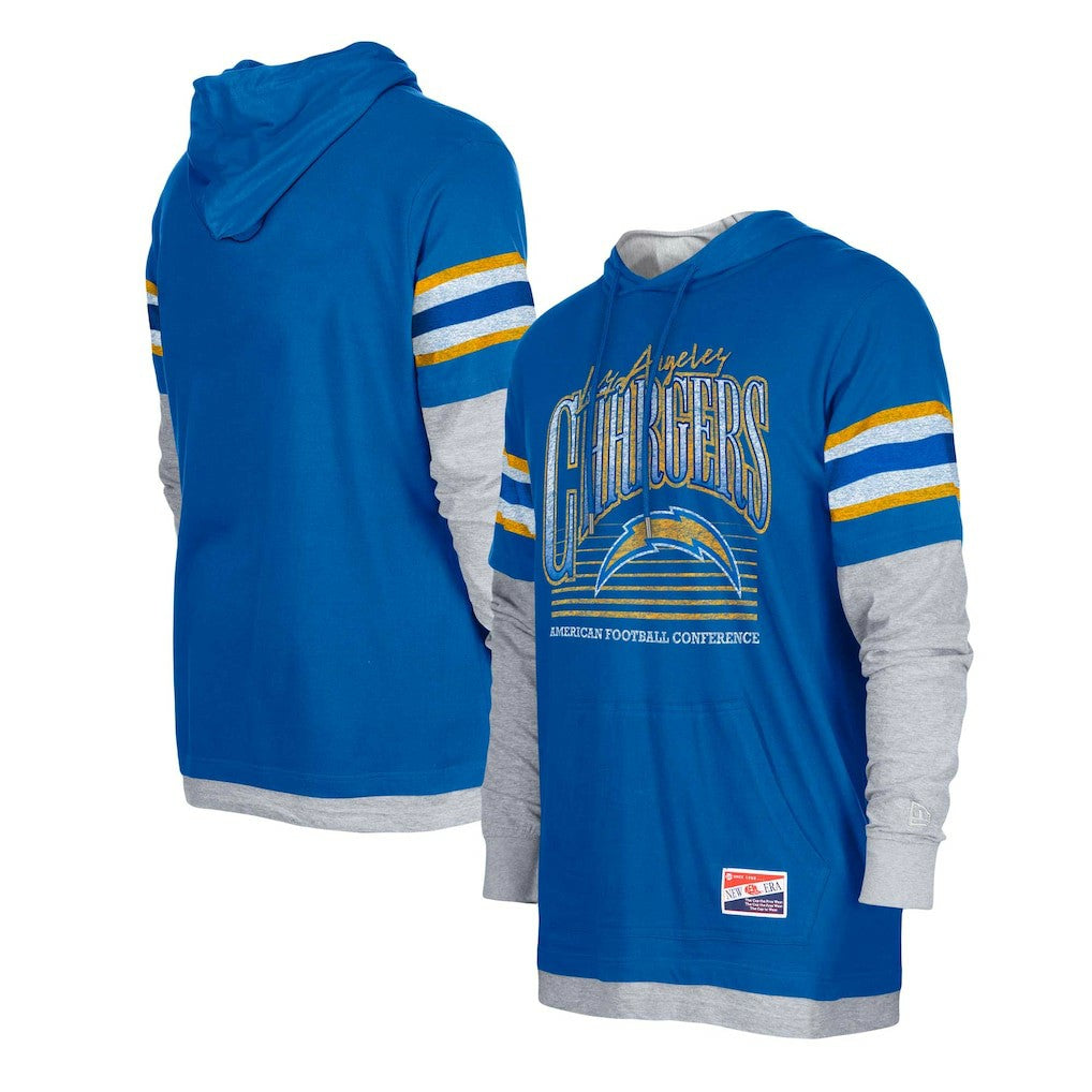 Los Angeles Chargers New Era Twofer Long Sleeve Hooded T-Shirt - Royal - NFL