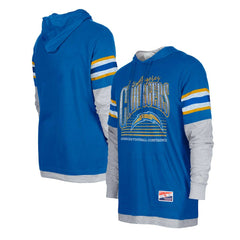 Los Angeles Chargers New Era Twofer Long Sleeve Hooded T-Shirt - Royal - NFL