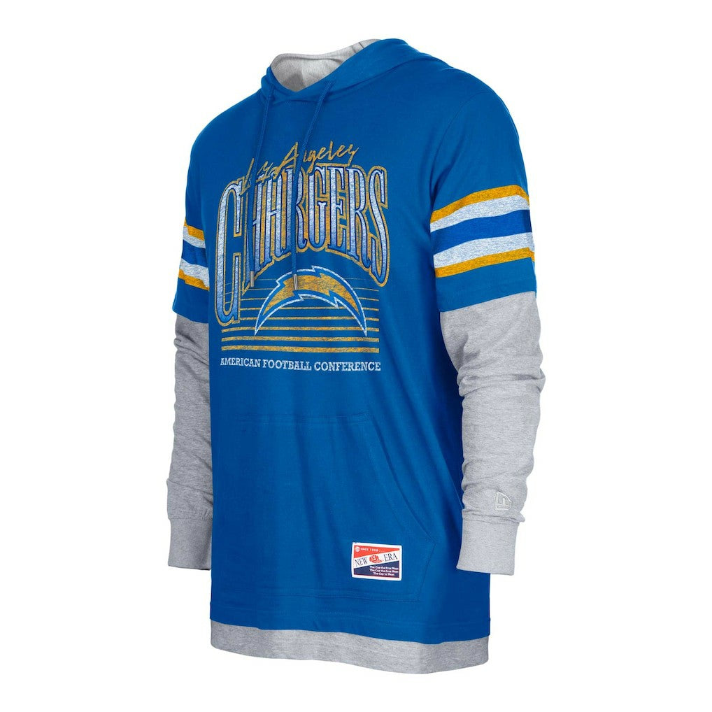 Los Angeles Chargers New Era Twofer Long Sleeve Hooded T-Shirt - Royal - NFL