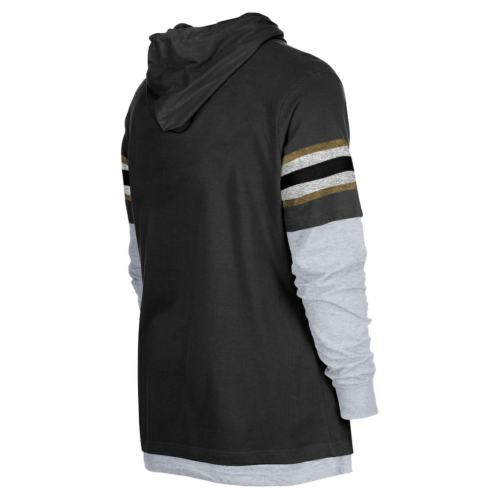 New Orleans Saints New Era Twofer Long Sleeve Hooded T-Shirt - Black - NFL