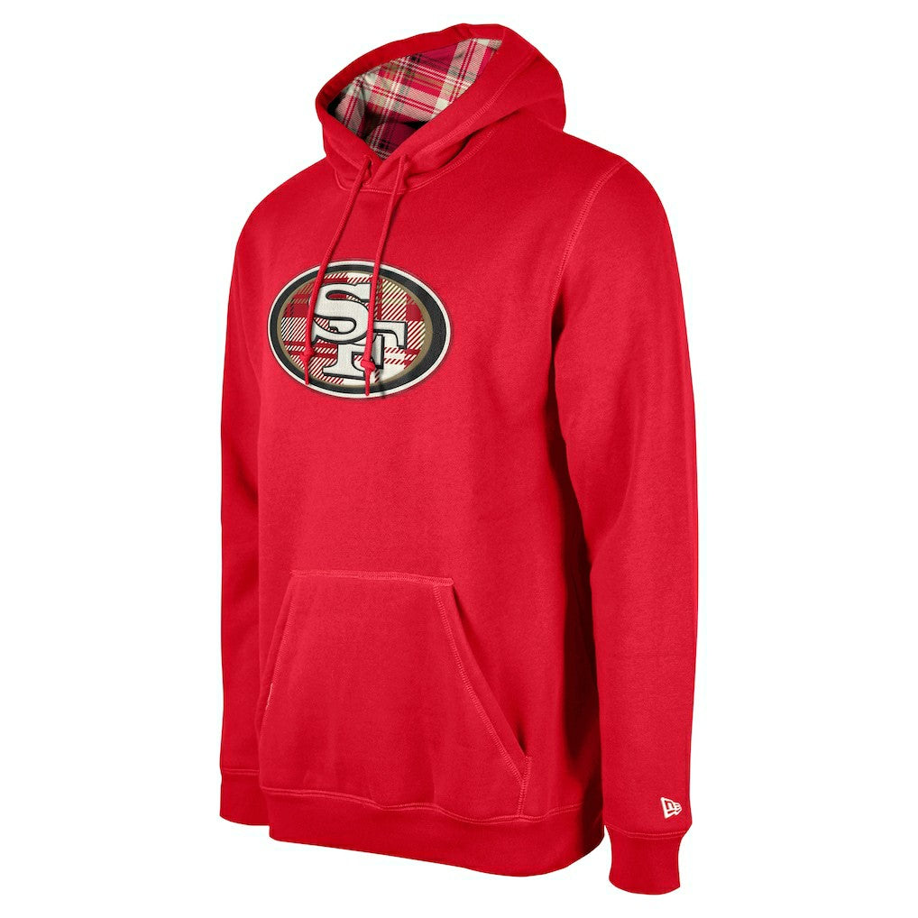 San Francisco 49ers New Era 3rd Down Plaid Pullover Hoodie - Scarlet - NFL