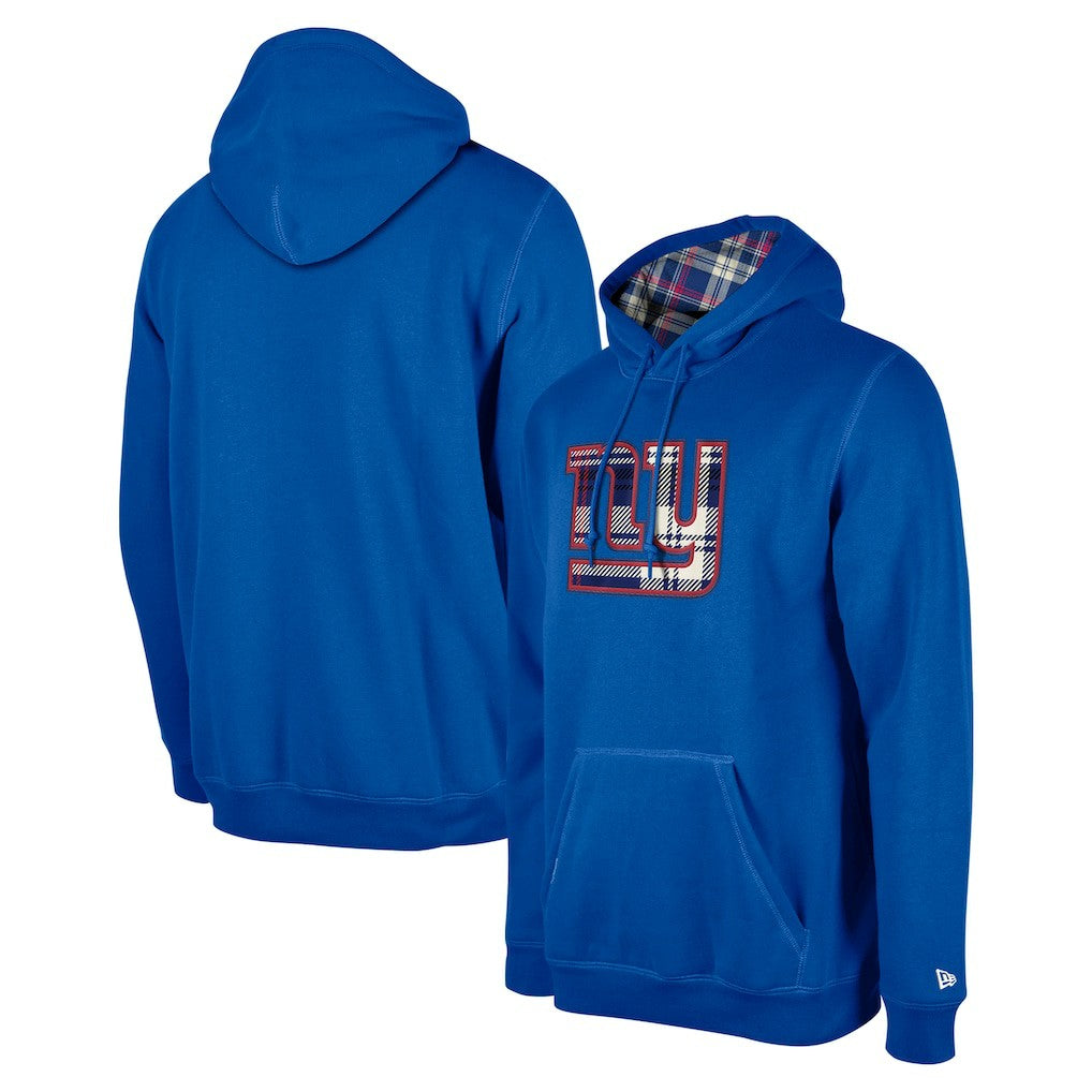 New York Giants New Era 3rd Down Plaid Pullover Hoodie - Royal - NFL