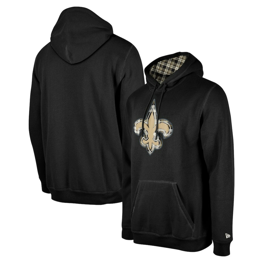New Orleans Saints New Era 3rd Down Plaid Pullover Hoodie - Black - NFL