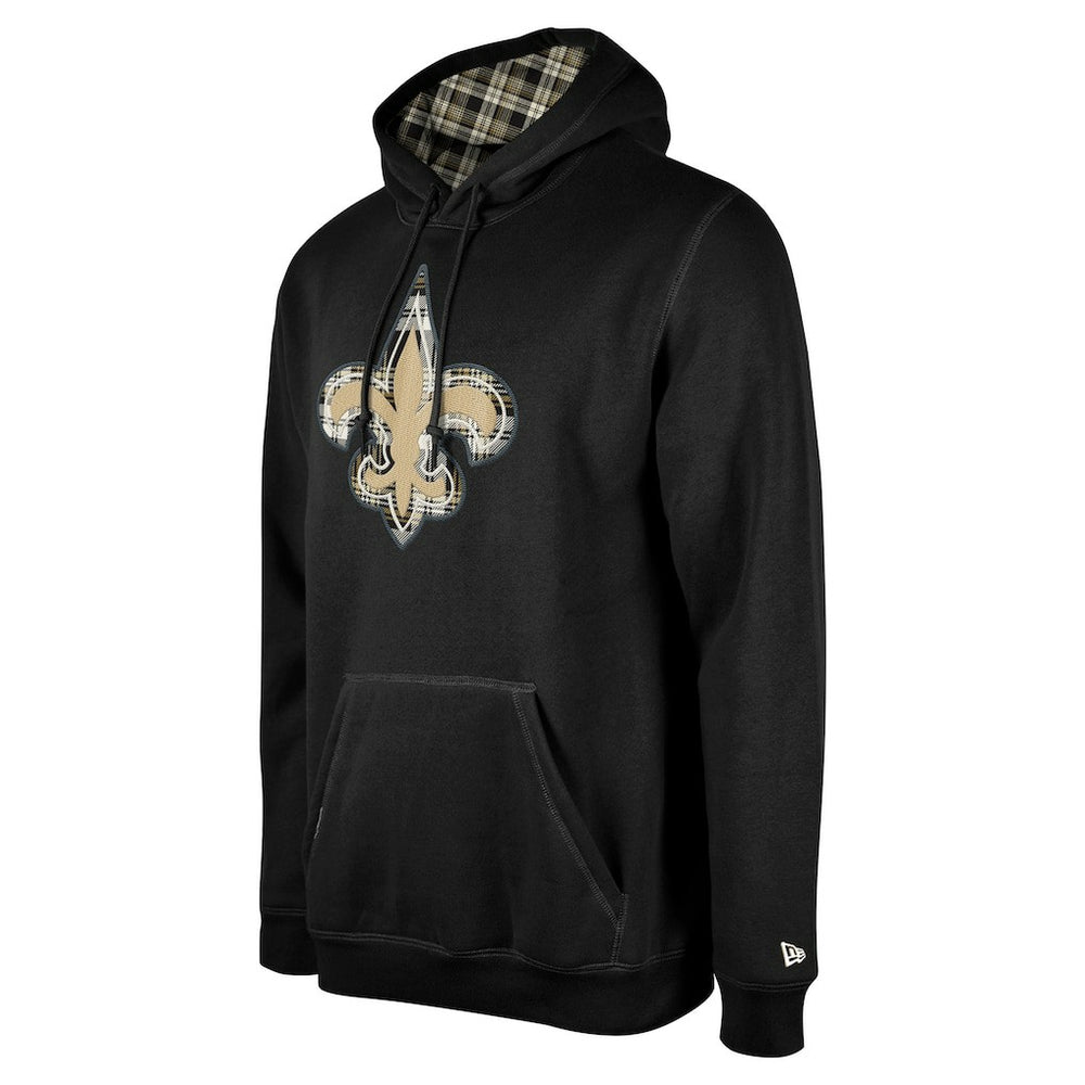 New Orleans Saints New Era 3rd Down Plaid Pullover Hoodie - Black - NFL