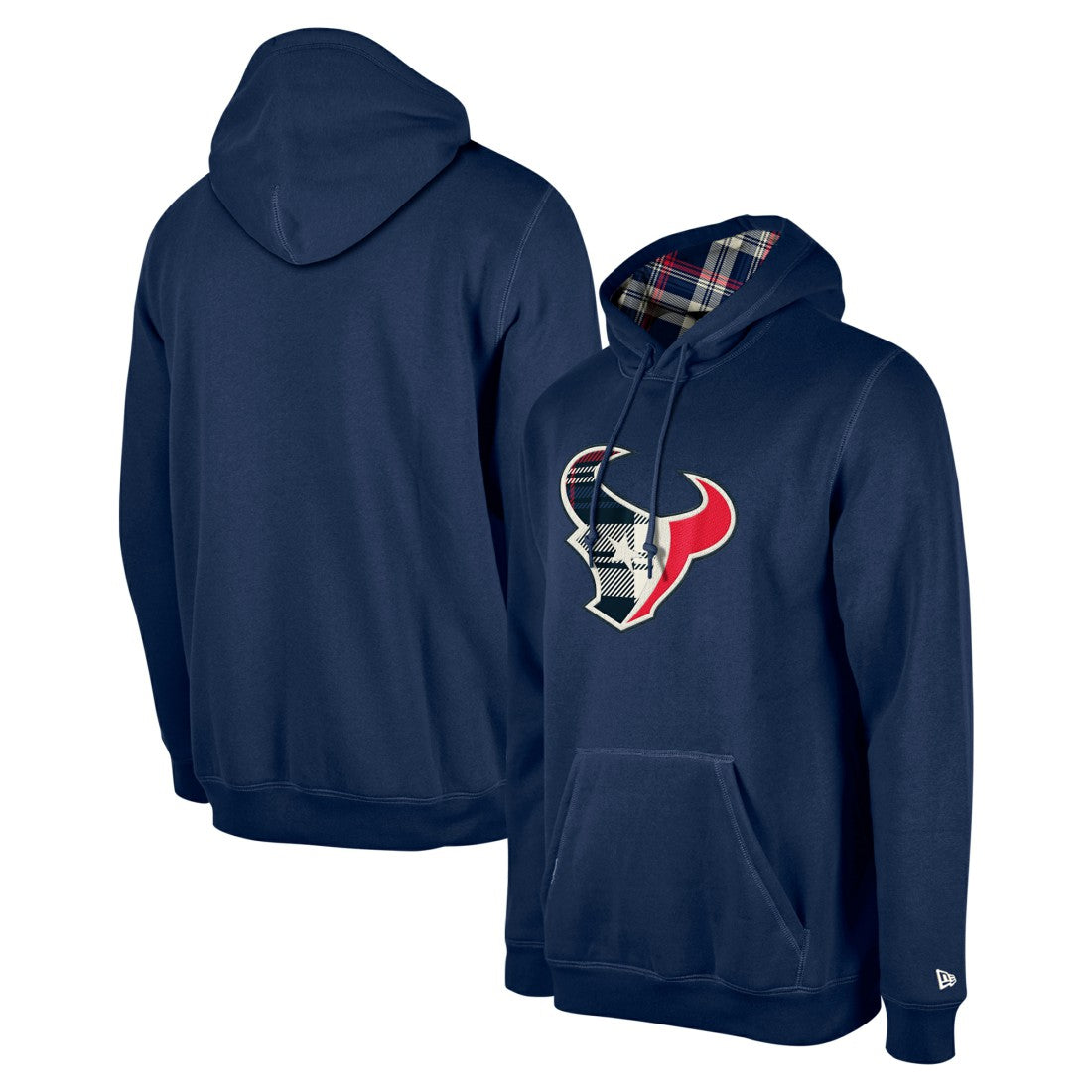 Houston Texans New Era 3rd Down Plaid Pullover Hoodie - Navy - NFL