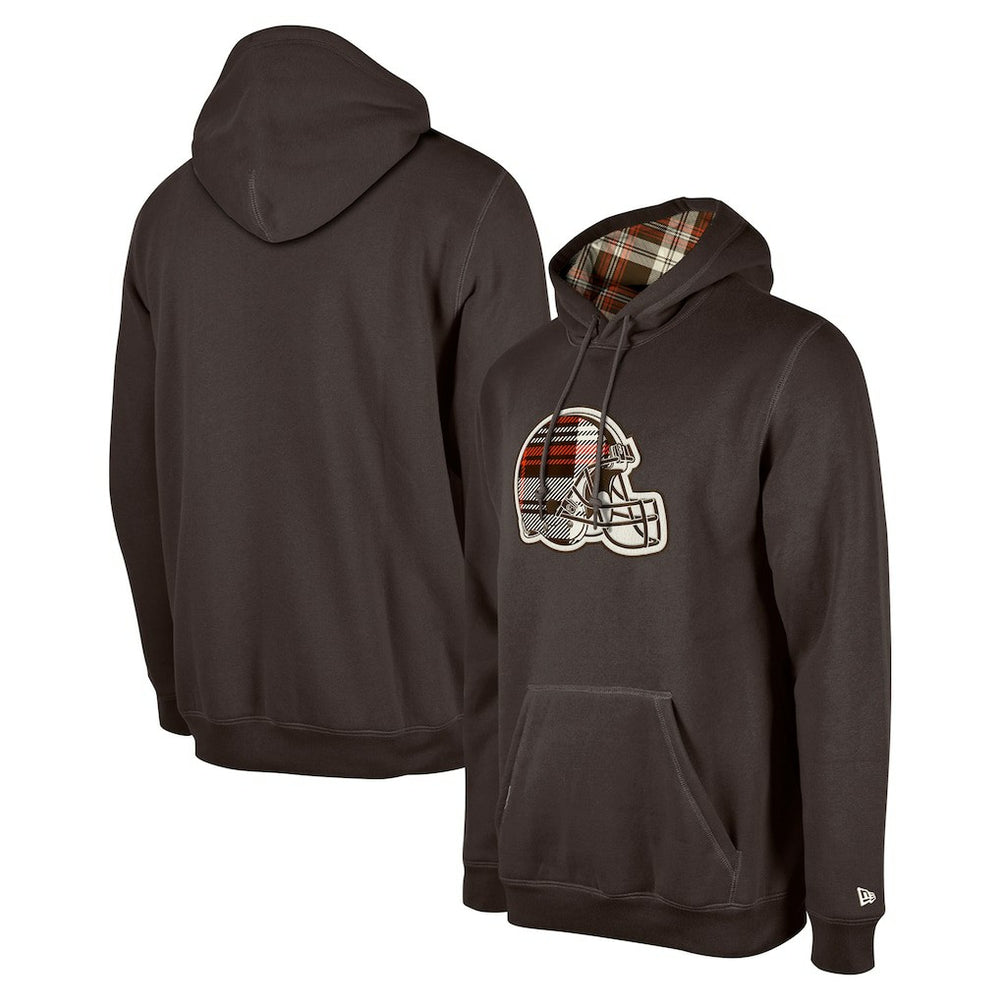Cleveland Browns New Era 3rd Down Plaid Pullover Hoodie - Brown - NFL