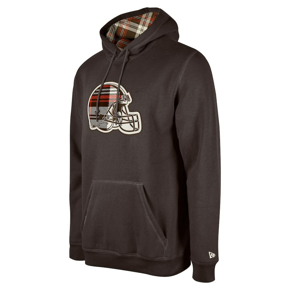 Cleveland Browns New Era 3rd Down Plaid Pullover Hoodie - Brown - NFL