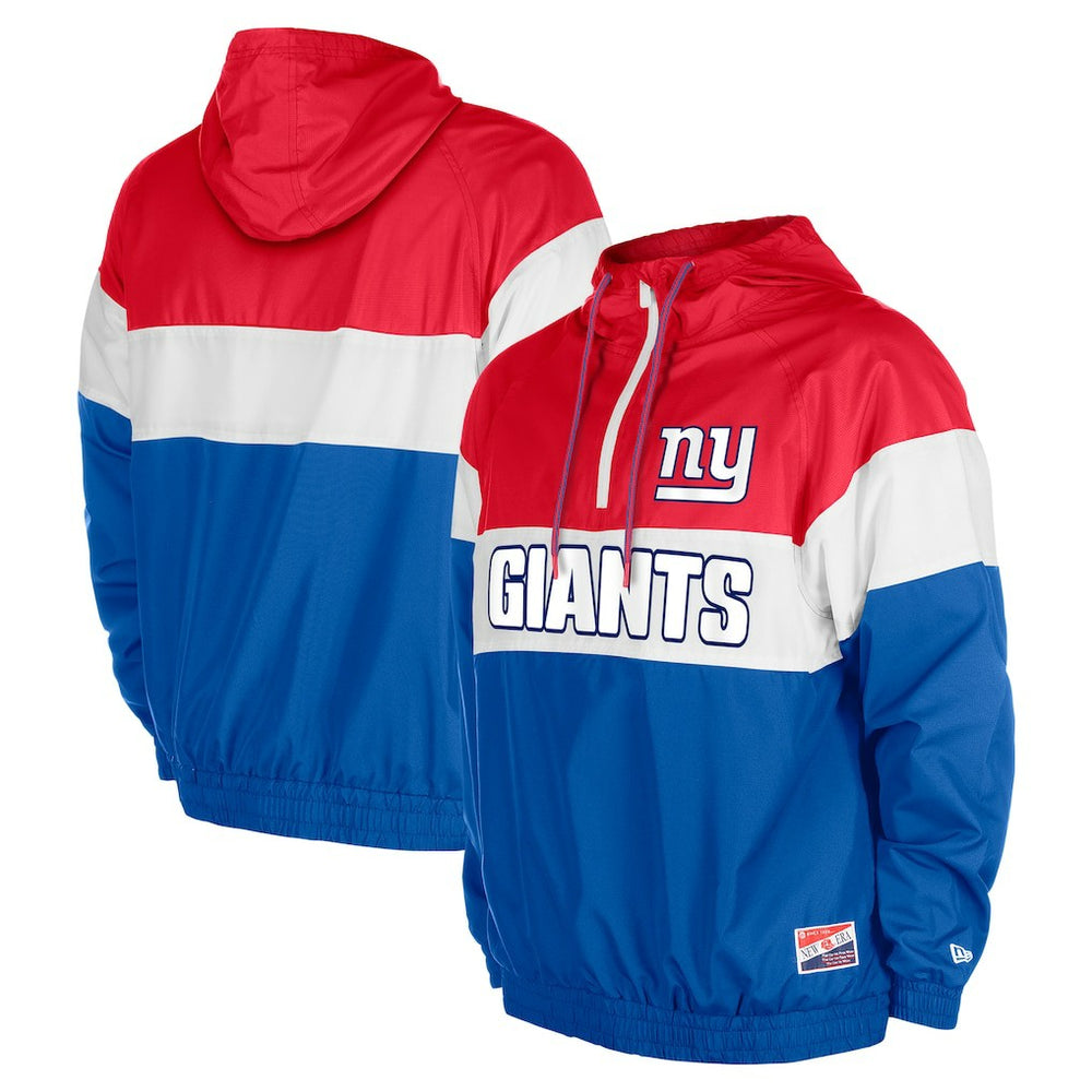 New York Giants New Era 3rd Down Raglan Quarter-Zip Windbreaker Jacket - Royal - NFL