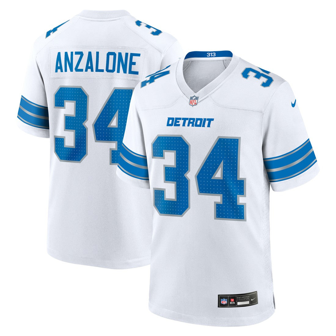 Alex Anzalone Detroit Lions White Game Jersey - White - Nike