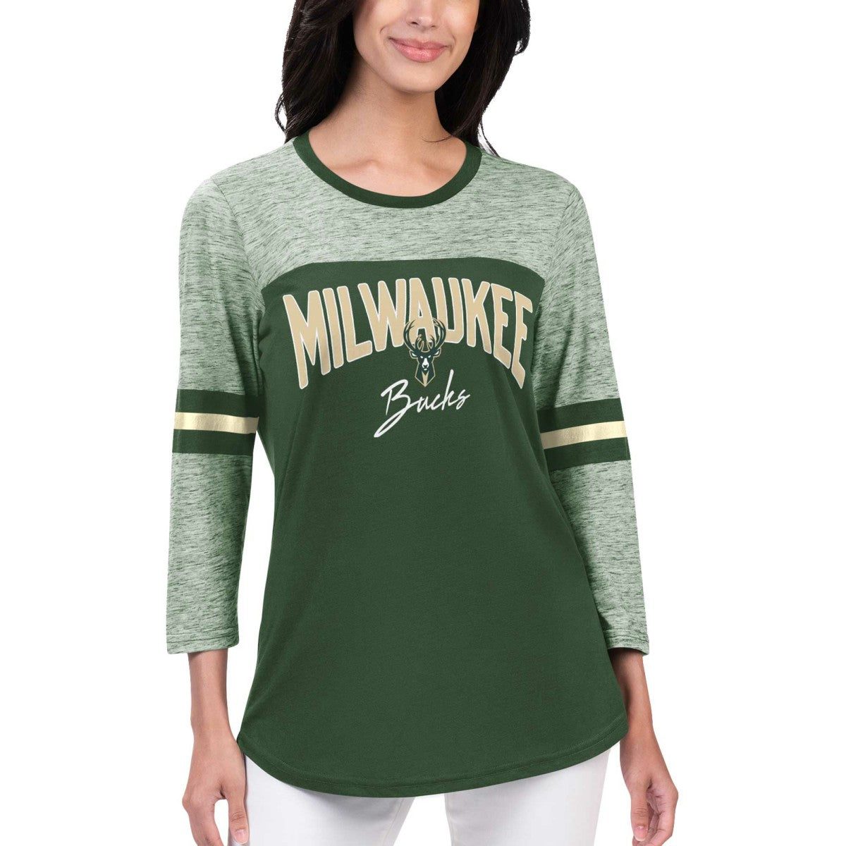 Milwaukee Bucks G-III 4Her by Carl Banks Women's Play the Game 3/4-Sleeve T-Shirt Hunter Green