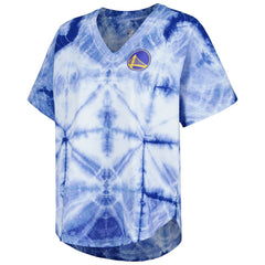 Golden State Warriors G-III 4Her by Carl Banks Women's Tournament Raglan Oversized Tie-Dye V-Neck T-Shirt Royal