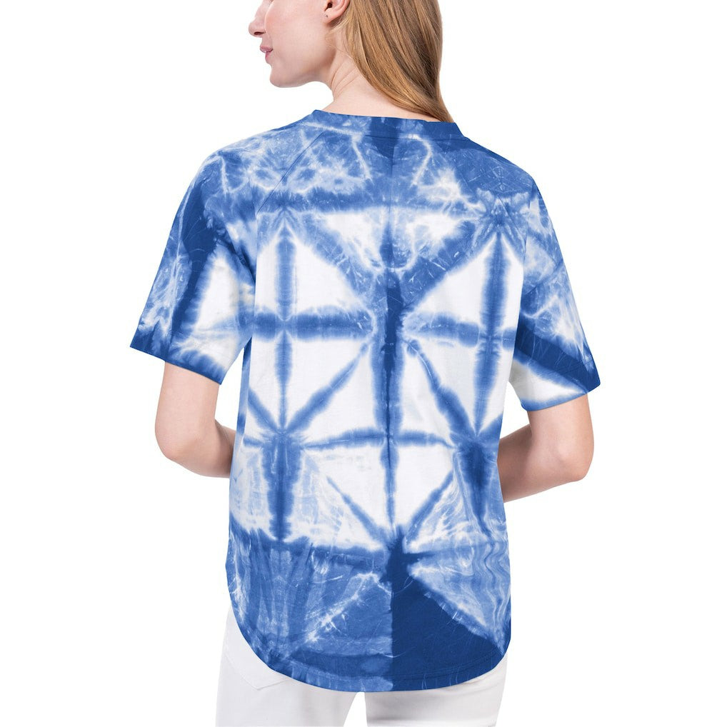 Philadelphia 76ers G-III 4Her by Carl Banks Women's Tournament Raglan Oversized Tie-Dye V-Neck T-Shirt Royal