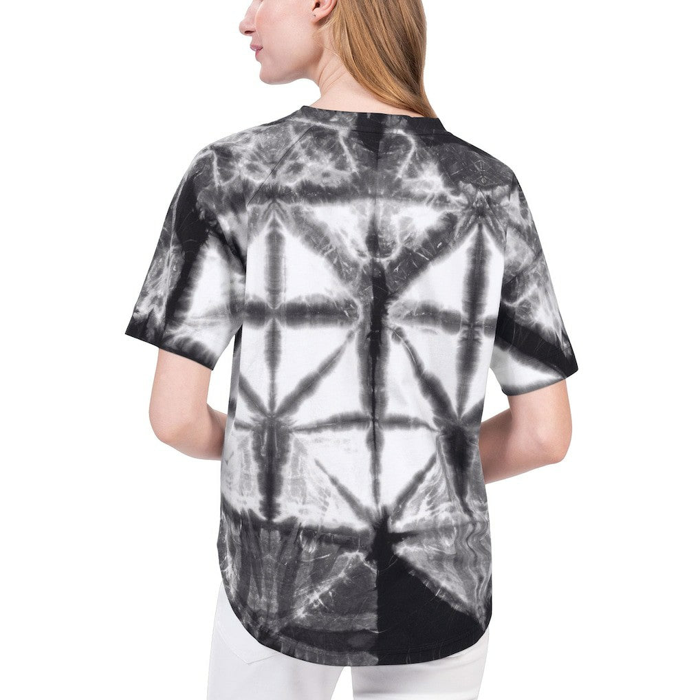 Brooklyn Nets G-III 4Her by Carl Banks Women's Tournament Raglan Oversized Tie-Dye V-Neck T-Shirt Black