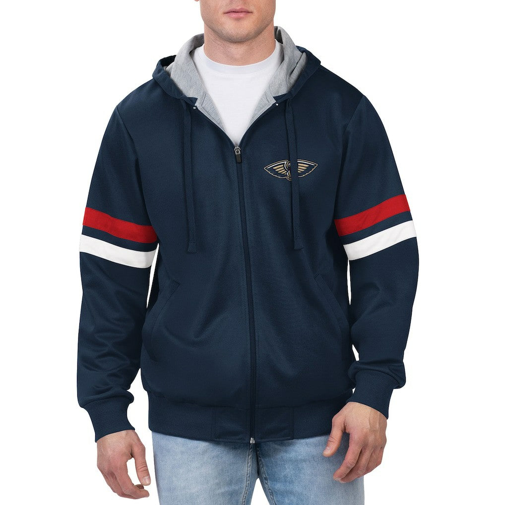 New Orleans Pelicans G-III Sports by Carl Banks Contender Full-Zip Hoodie Jacket Navy