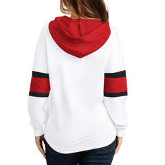 New Jersey Devils G-III 4Her by Carl Banks Women's Goal Zone Long Sleeve Lace-Up Hoodie T-Shirt - White/Red | NHL on sale