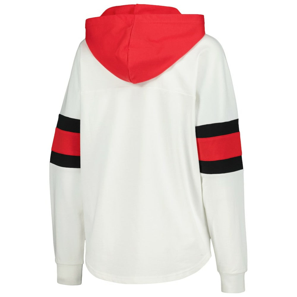 Detroit Red Wings G-III 4Her by Carl Banks Women's Goal Zone Long Sleeve Lace-Up Hoodie T-Shirt - White/Red | NHL discount