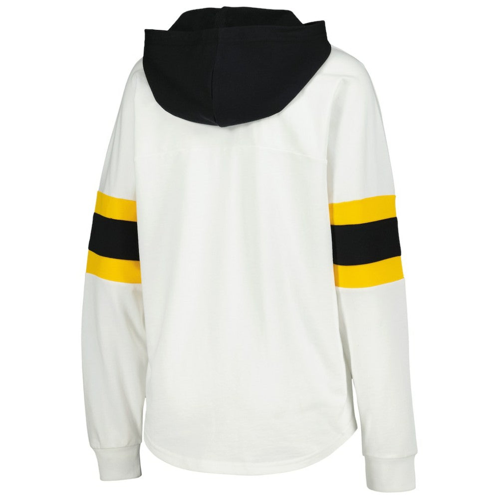 Pittsburgh Penguins G-III 4Her by Carl Banks Women's Goal Zone Long Sleeve Lace-Up Hoodie T-Shirt - White/Black | NHL discount