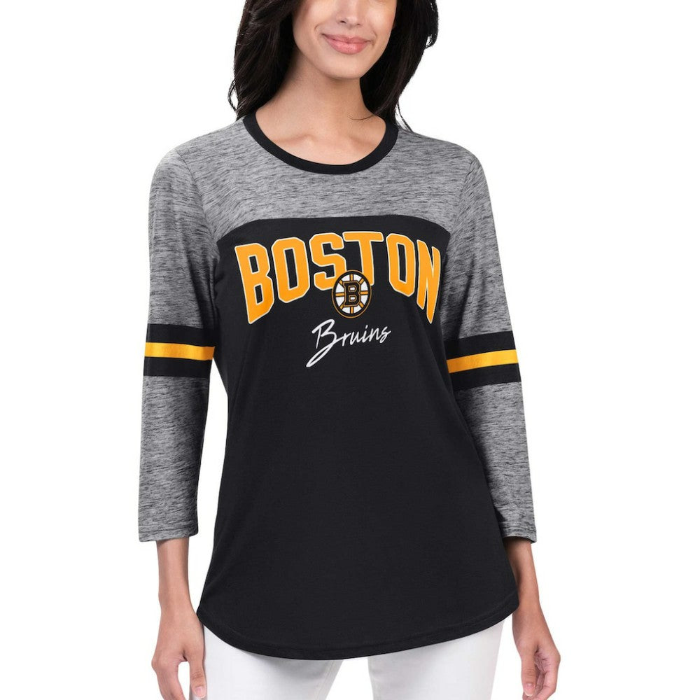 Boston Bruins G-III 4Her by Carl Banks Women's Play The Game 3/4-Sleeve T-Shirt - Black | NHL Clearance