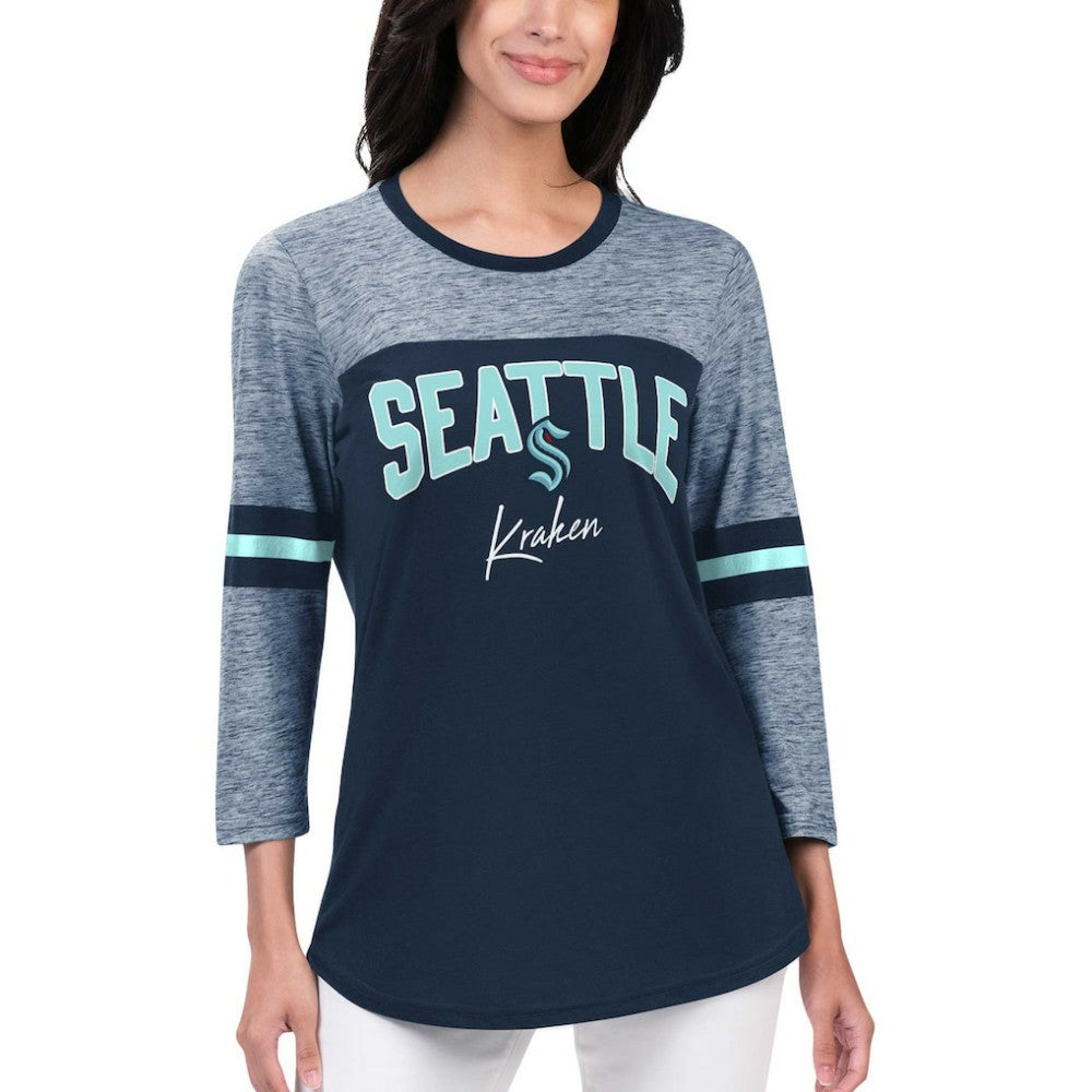 Seattle Kraken G-III 4Her by Carl Banks Women's Play The Game 3/4-Sleeve T-Shirt - Deep Sea Blue | NHL online
