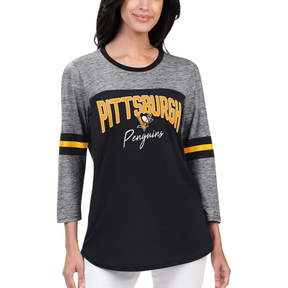 Pittsburgh Penguins G-III 4Her by Carl Banks Women's Play The Game 3/4-Sleeve T-Shirt - Black | NHL discount