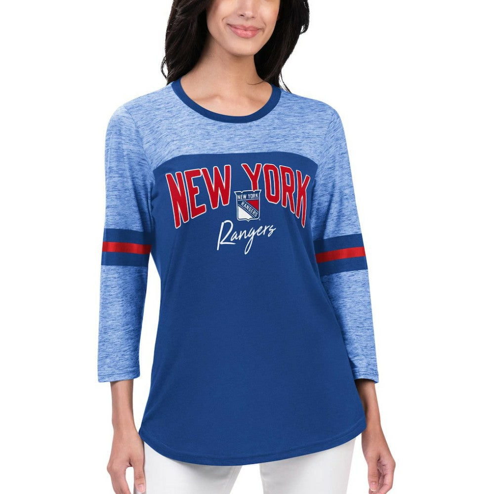 New York Rangers G-III 4Her by Carl Banks Women's Play The Game 3/4-Sleeve T-Shirt - Blue | NHL on sale