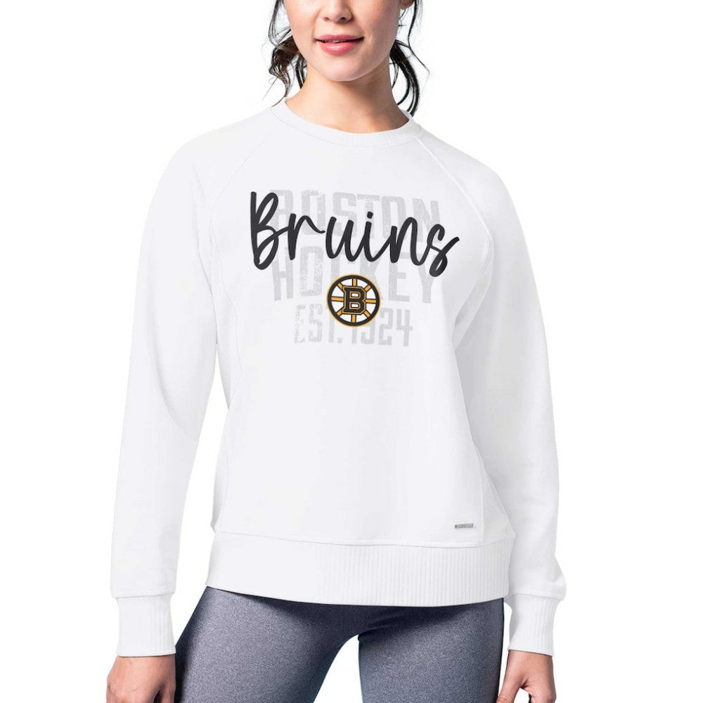 Boston Bruins MSX by Michael Strahan Women's Millie Raglan Pullover Sweatshirt - White | NHL on sale