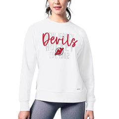 New Jersey Devils MSX by Michael Strahan Women's Millie Raglan Pullover Sweatshirt - White | NHL sale