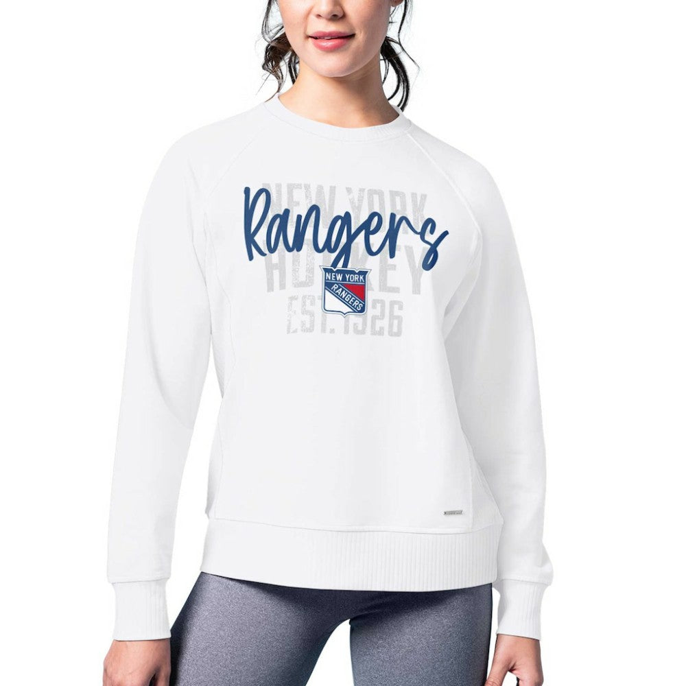 New York Rangers MSX by Michael Strahan Women's Millie Raglan Pullover Sweatshirt - White | NHL online