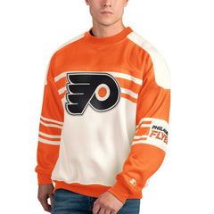 Philadelphia Flyers Starter Defense Fleece Crewneck Pullover Sweatshirt - White | NHL Clearance