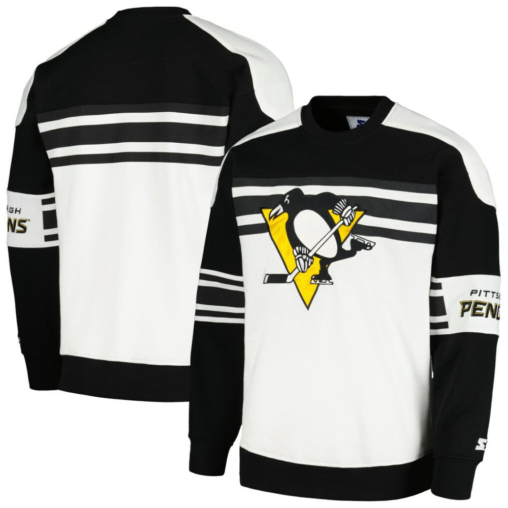 Pittsburgh Penguins Starter Defense Fleece Crewneck Pullover Sweatshirt - White | NHL discount