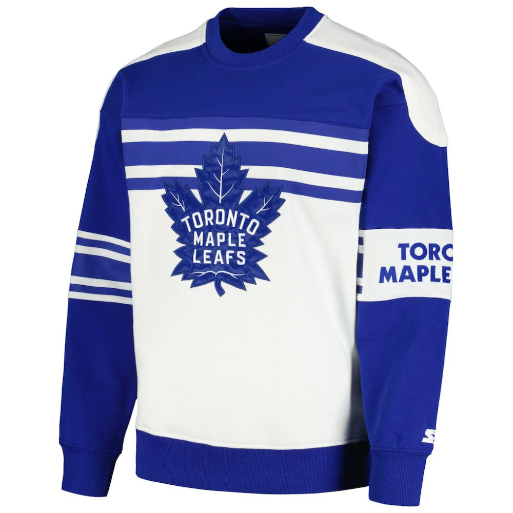 Toronto Maple Leafs Starter Defense Fleece Crewneck Pullover Sweatshirt - White | NHL sale