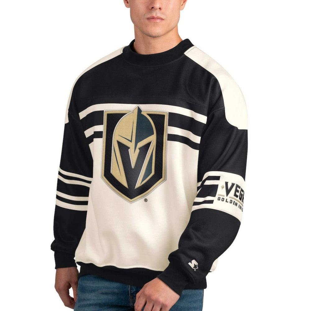 Vegas Golden Knights Starter Defense Fleece Crewneck Pullover Sweatshirt - White | NHL sale