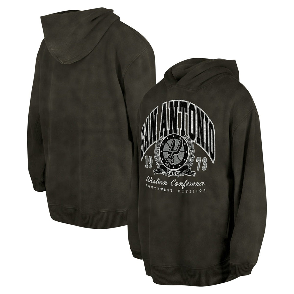 New Era San Antonio Spurs Unisex Oversized Essentials Pigment Wash Fleece Pullover Hoodie Charcoal