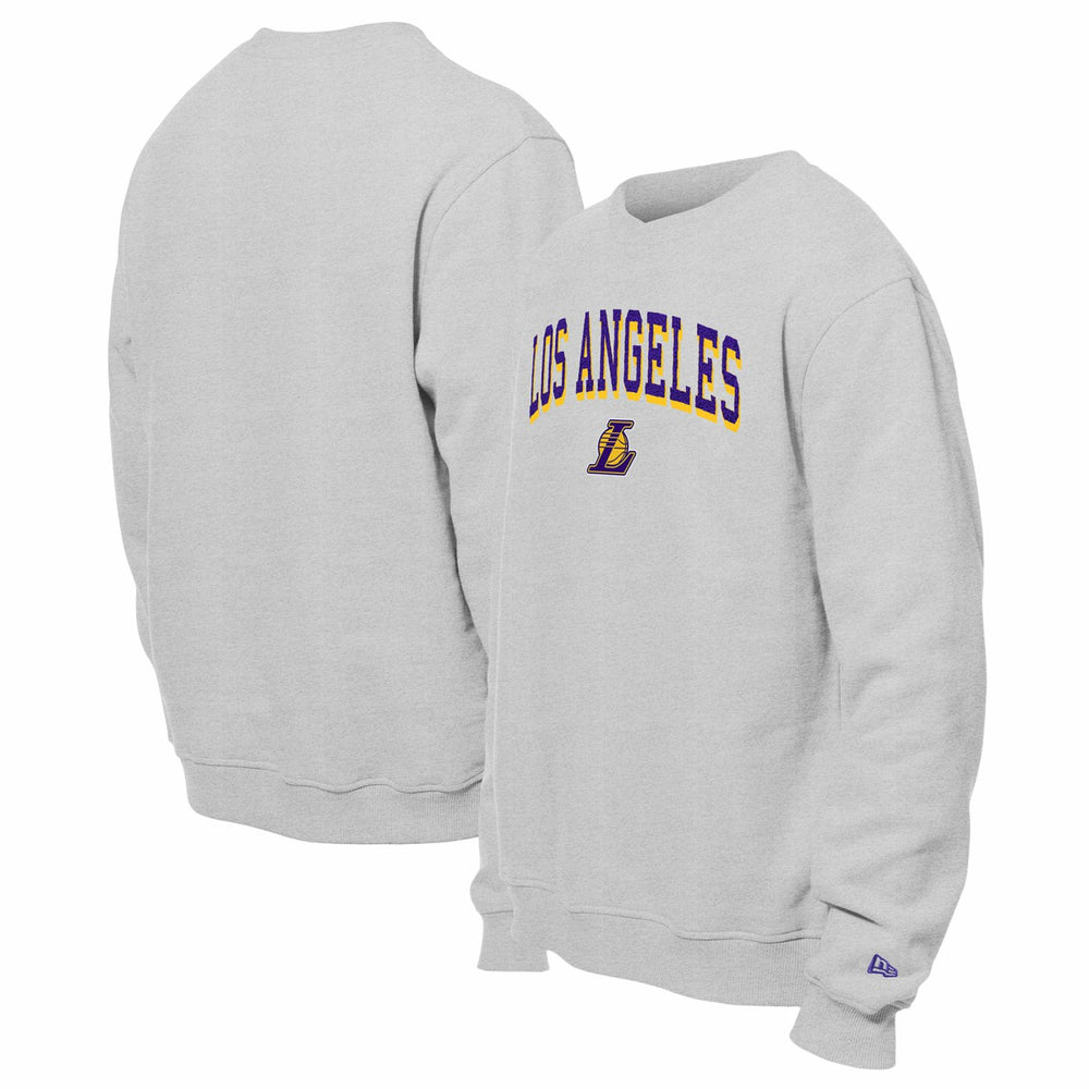 New Era Los Angeles Lakers Chenille Cross Over Pullover Sweatshirt Gray