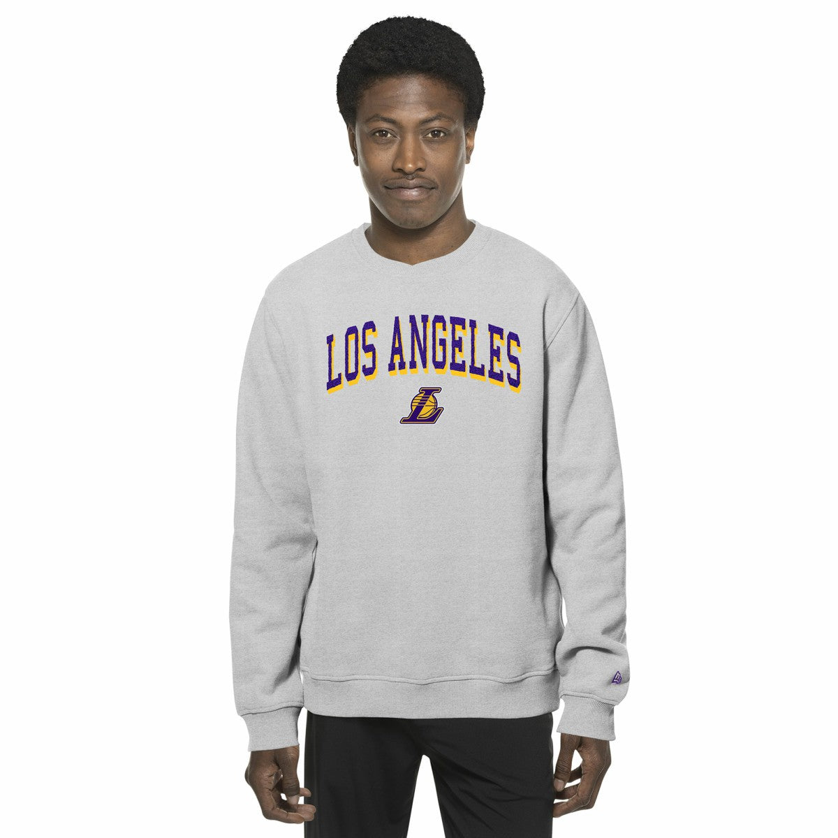 New Era Los Angeles Lakers Chenille Cross Over Pullover Sweatshirt Gray