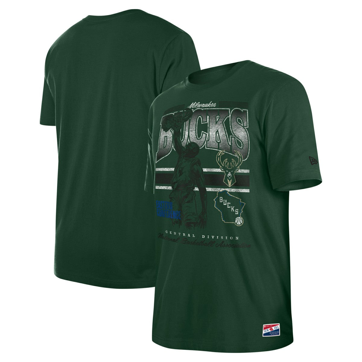 New Era Milwaukee Bucks Enzyme Wash Oversized T-Shirt Hunter Green