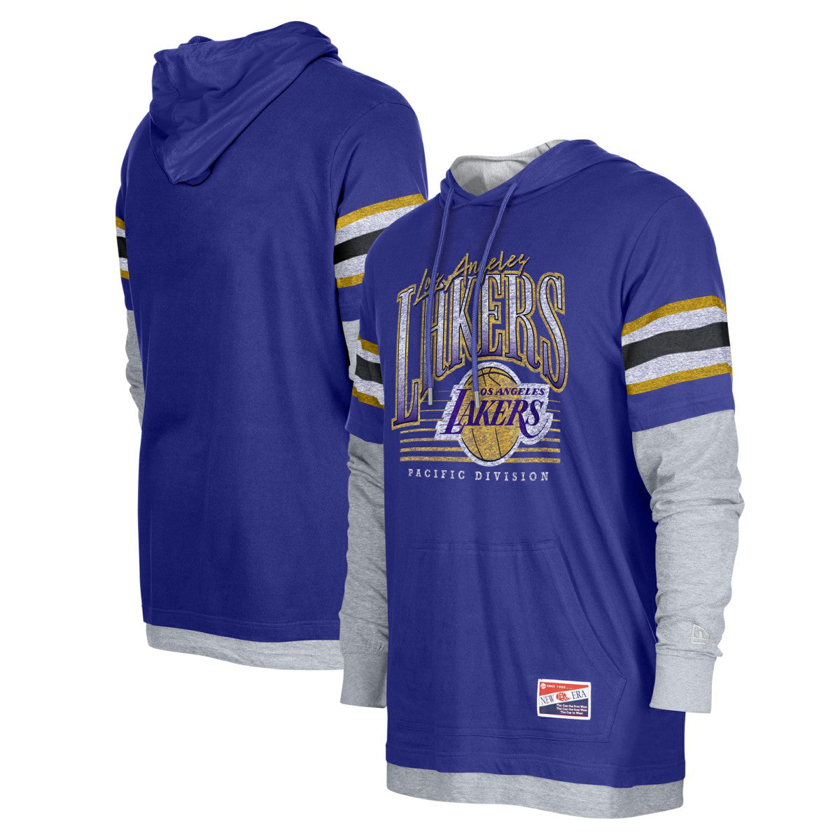New Era Los Angeles Lakers Layered Long Sleeve Hoodie T-Shirt Purple