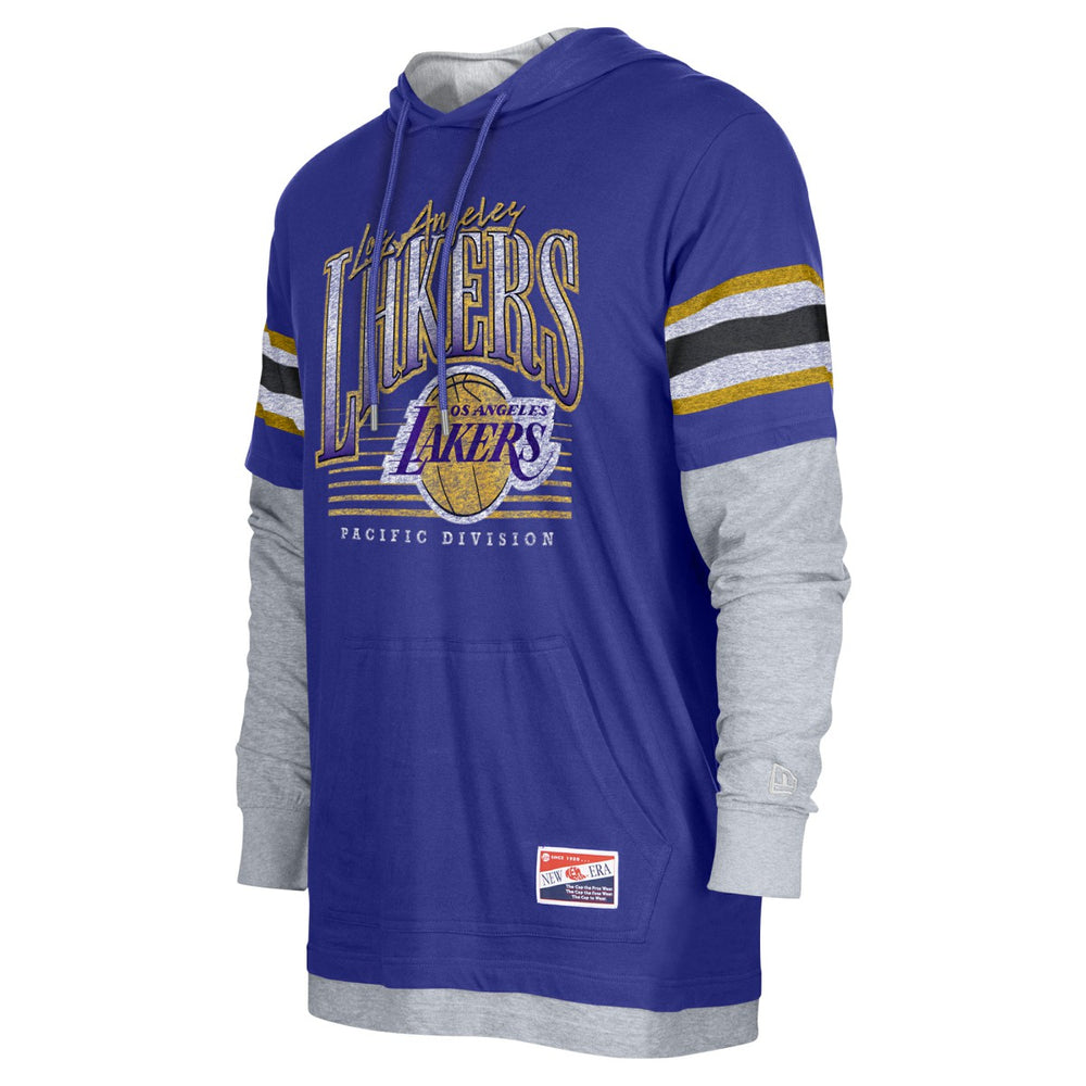New Era Los Angeles Lakers Layered Long Sleeve Hoodie T-Shirt Purple