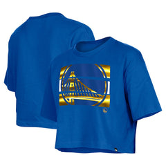 New Era Golden State Warriors Women's Oversized Boxy Crop T-Shirt Royal