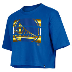New Era Golden State Warriors Women's Oversized Boxy Crop T-Shirt Royal