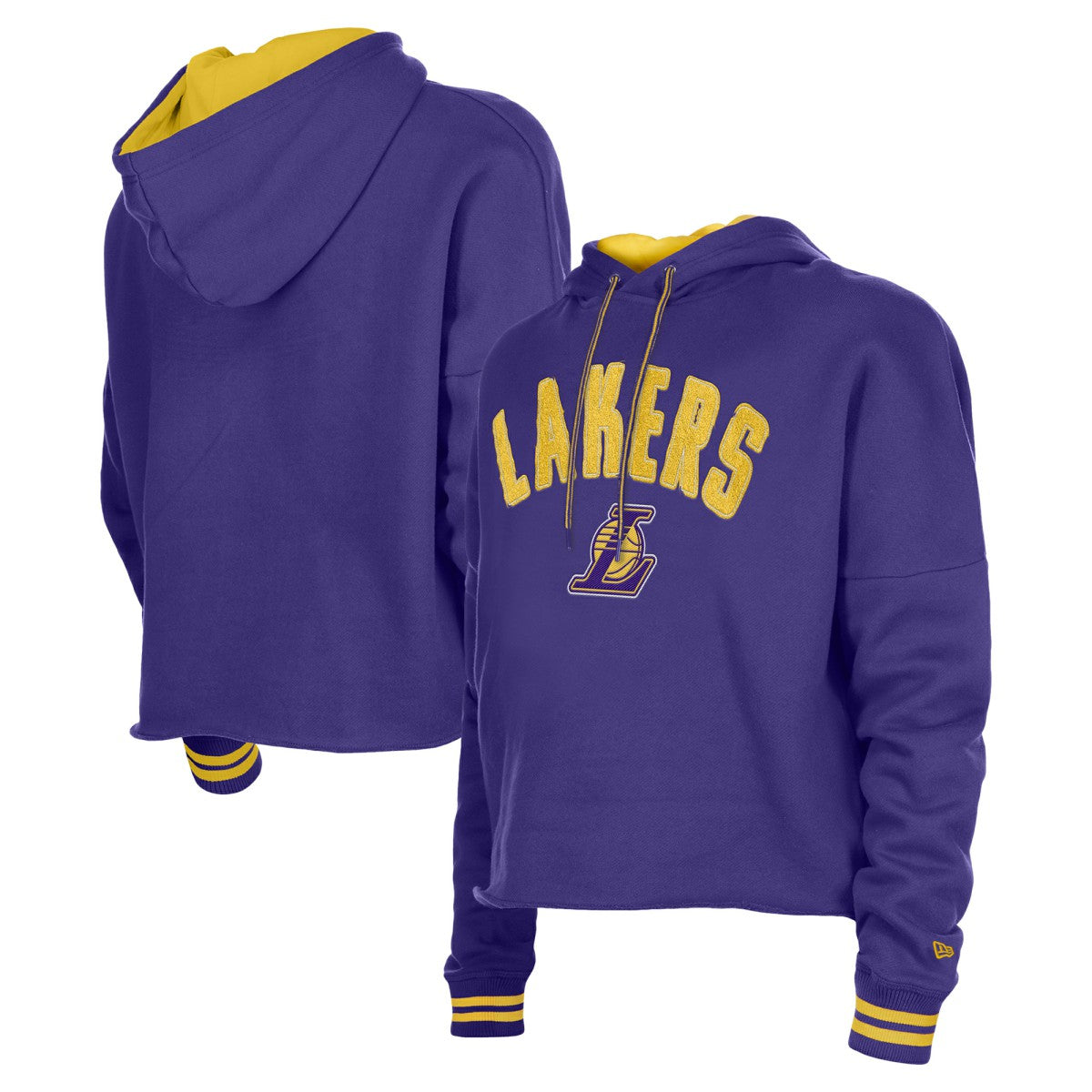 New Era Los Angeles Lakers Women's Boxy Raw Edge Pullover Hoodie Purple