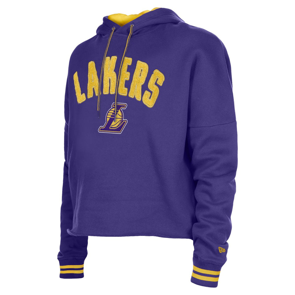 New Era Los Angeles Lakers Women's Boxy Raw Edge Pullover Hoodie Purple
