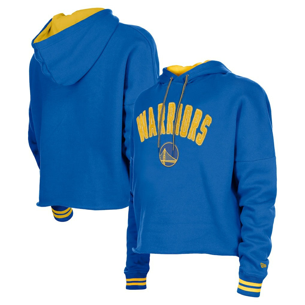 New Era Golden State Warriors Women's Boxy Raw Edge Pullover Hoodie Royal