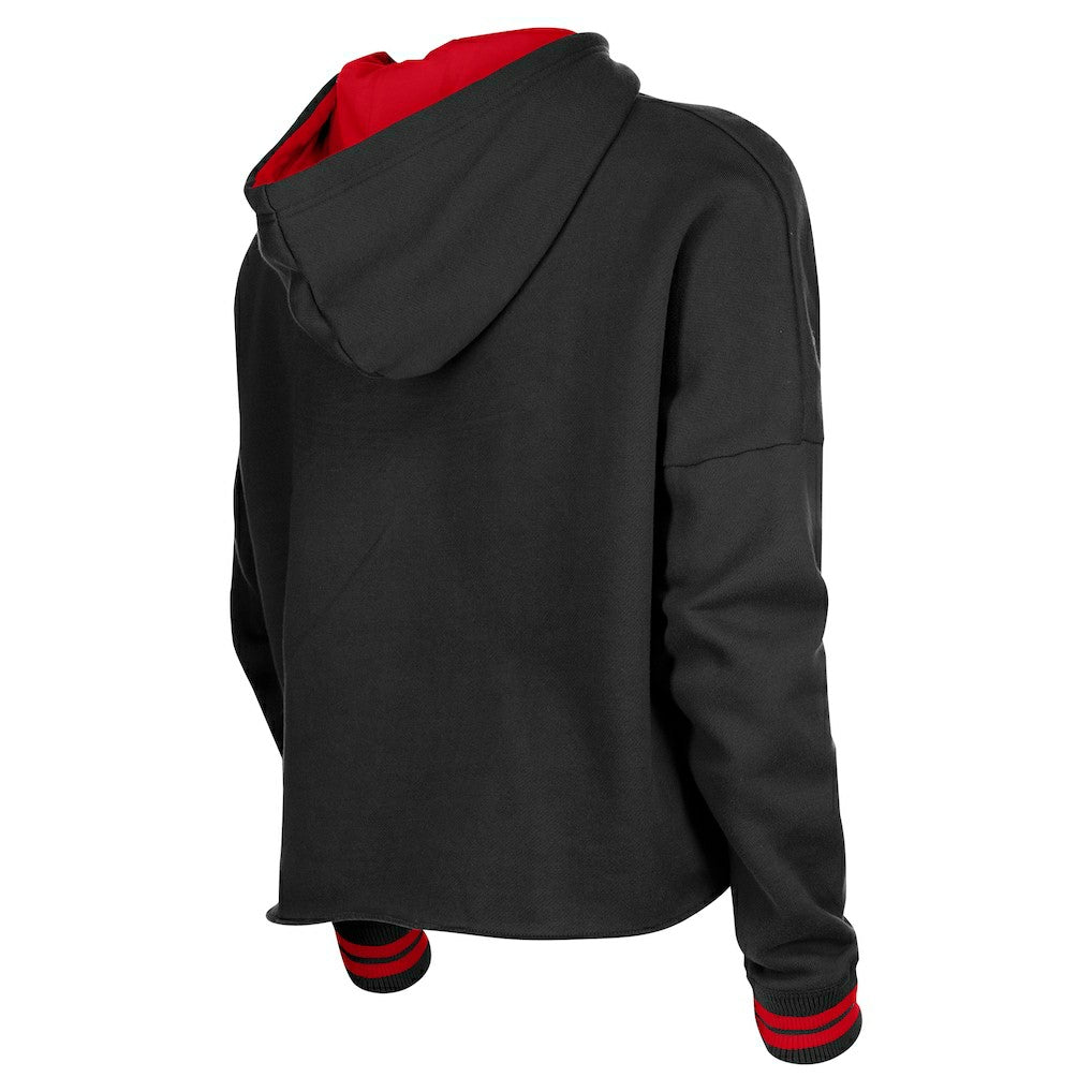 New Era Chicago Bulls Women's Boxy Raw Edge Pullover Hoodie Black