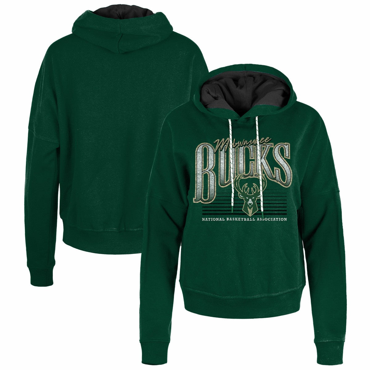 New Era Milwaukee Bucks Women's Boxy Pullover Hoodie Hunter Green