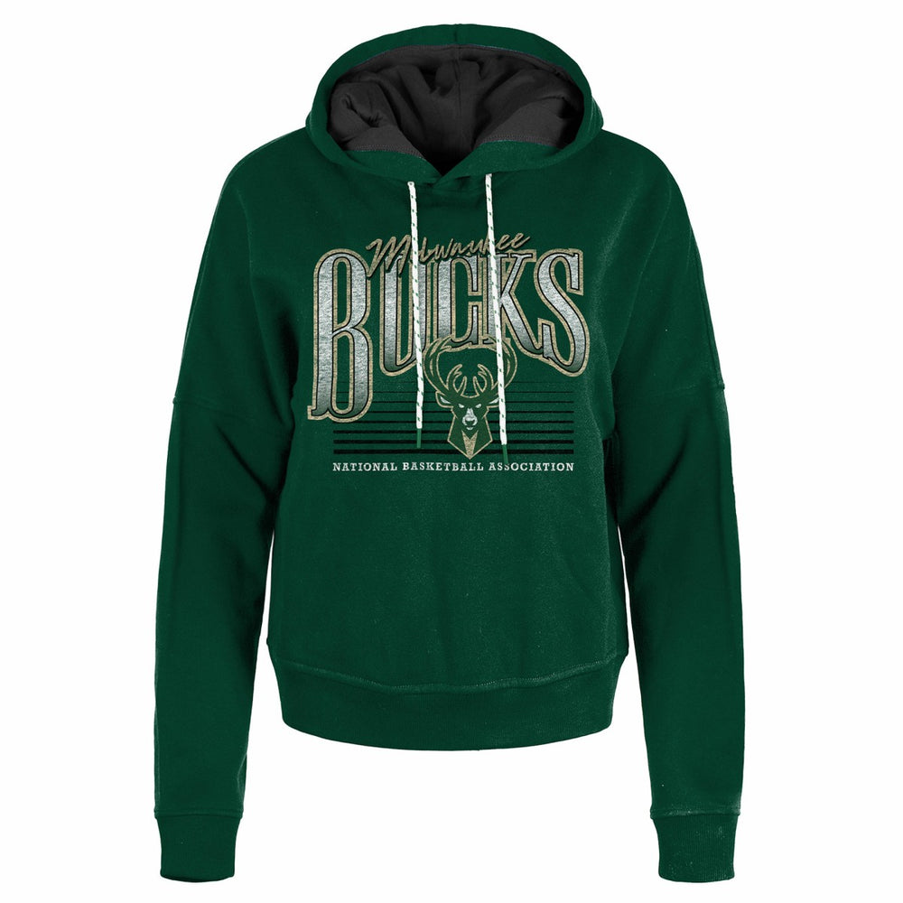 New Era Milwaukee Bucks Women's Boxy Pullover Hoodie Hunter Green