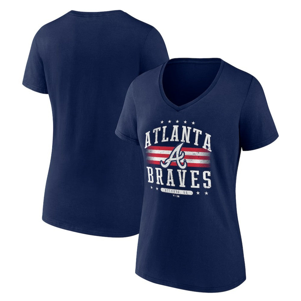 Atlanta Braves Women's Americana Team V-Neck T-Shirt Outlet